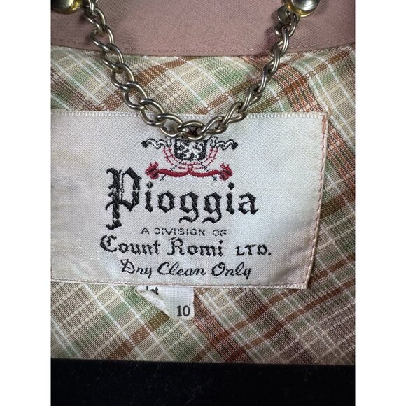 VTG PIOGGIA Count Romi 70s Italian Pink Peach Belt Trench Coat Women 10 - Picture 12 of 14